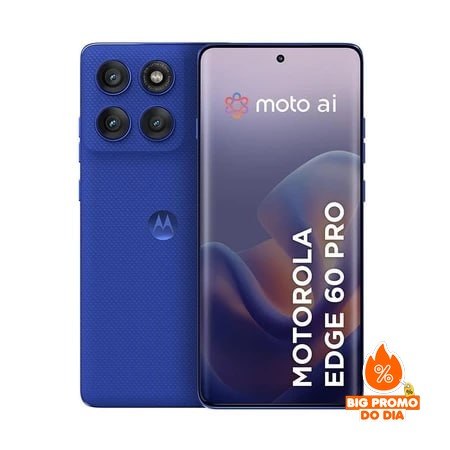 Smartphone Motorola Edge 60 Pro 5G 256GB 12GB RAM Câmera Traseira 50 MP OIS + 50 MP + 10 MP Selfie 50 MP Tela 6.7" Azul