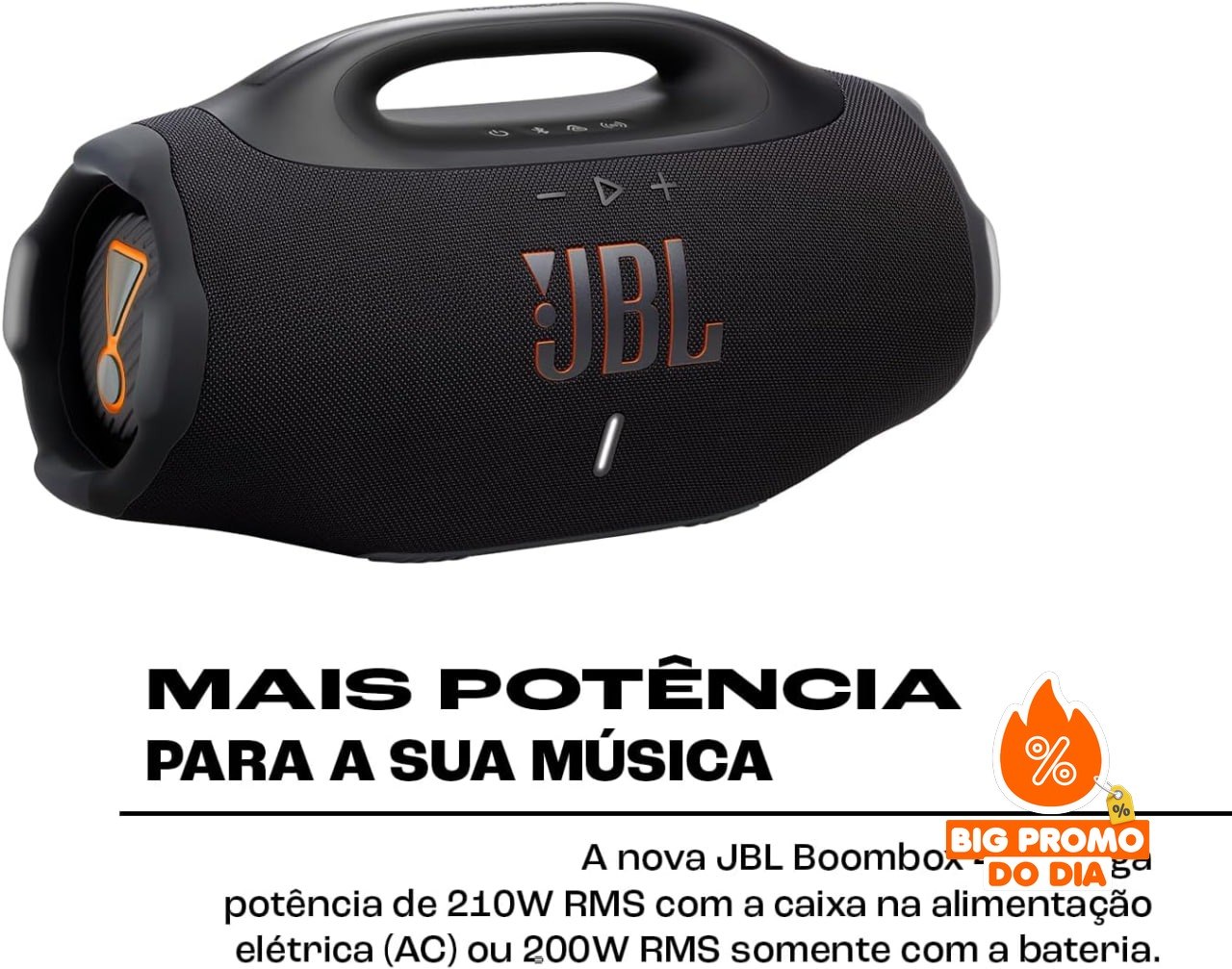 JBL Boombox 4 - Bluetooth Som Pro AI - 34h Bateria - Preto
