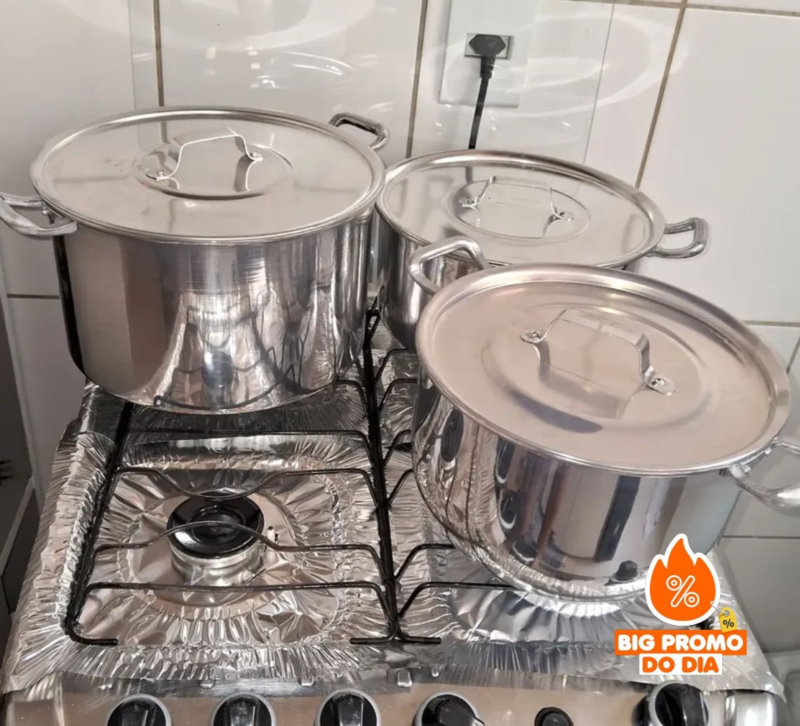 Kit 3 Panelas Galacto Utilidades Feijoada Caldo De Alumínio - 8L, 7L e 5L