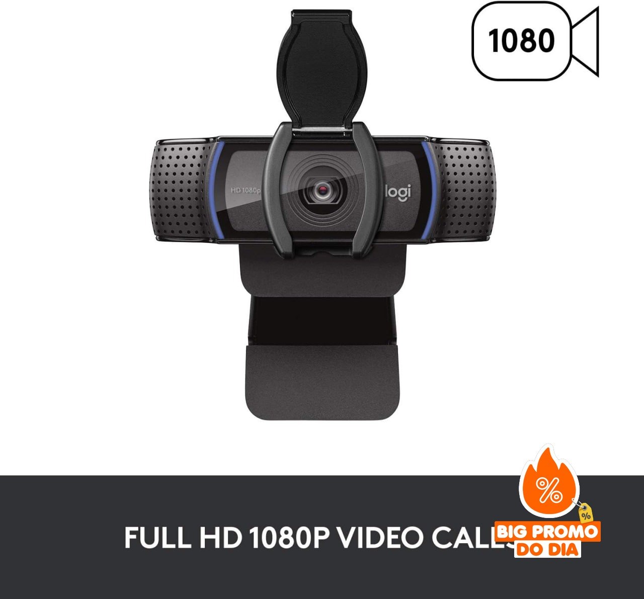 Logitech C920s Full HD - 1080p Widescreen - Microfone Embutido - Proteção Privacidade