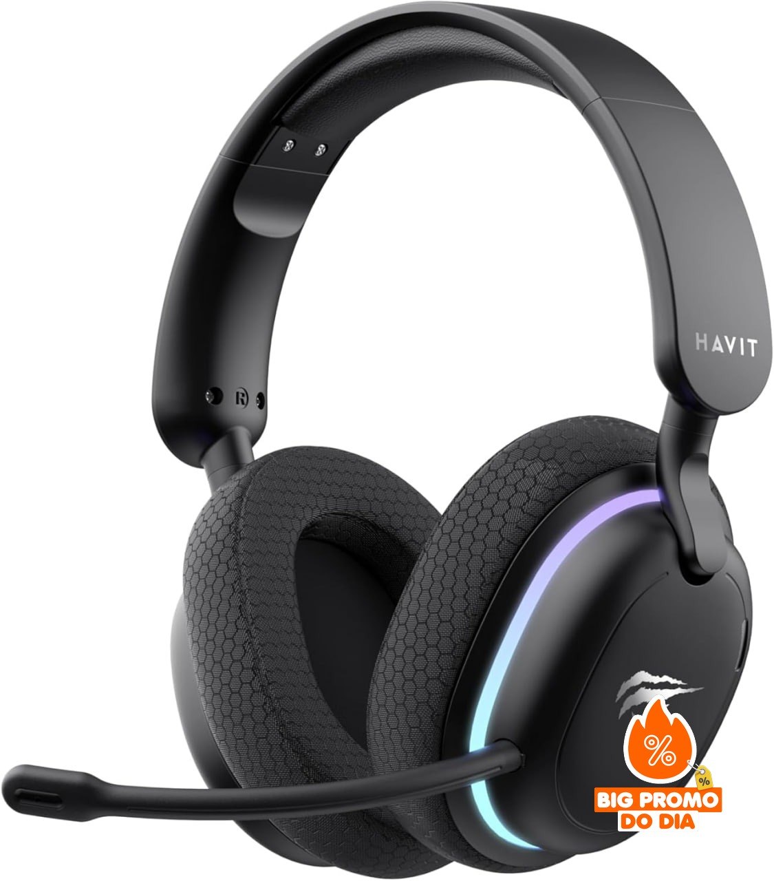 Havit Fone de Ouvido Gamer Five-Mode Fuxi-H7 - Wireless 2,4GHz Bluetooth USB - Preto
