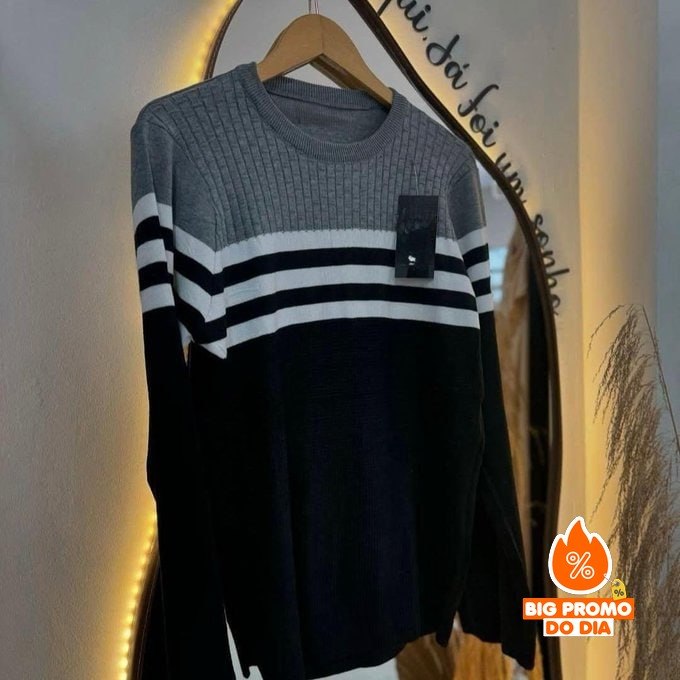 Suéter Blusa de Tricot Listrado (4 cores)