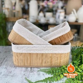 Kit 3 Cestos Domésticos Organizadores De Bambu