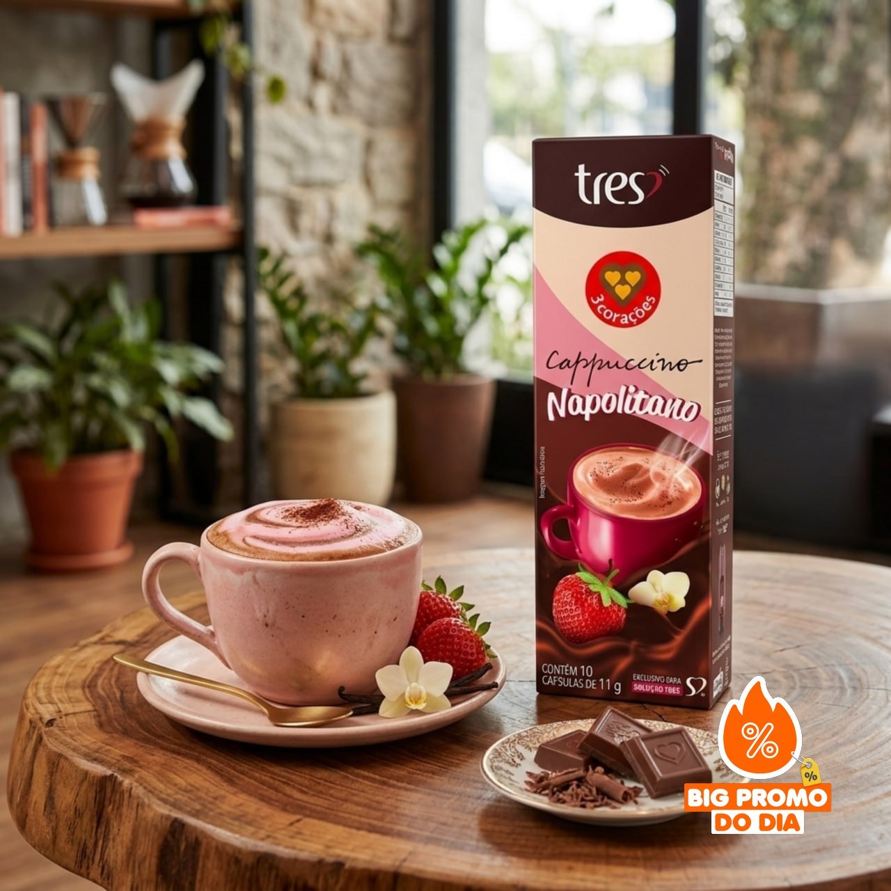️ 3 Corações Cápsula de Cappuccino Napolitano - 10 unid