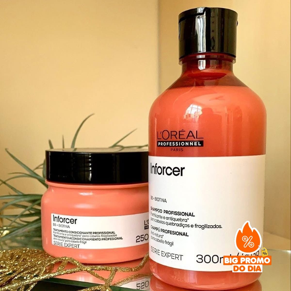 🫧 Kit L'Oréal Professionnel Inforcer Serie Expert Shampoo 300ml + Máscara 250g (2 Produtos)