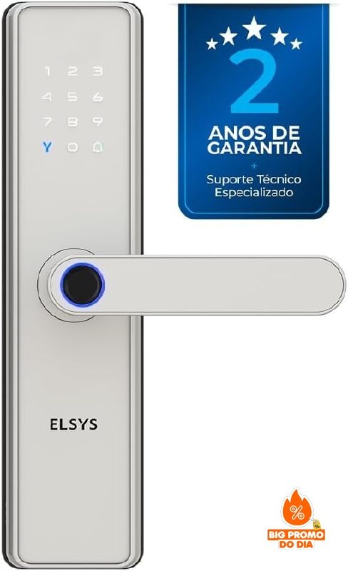 Elsys Fechadura Digital Wi-Fi Biometria Blues Prata - Senha e App