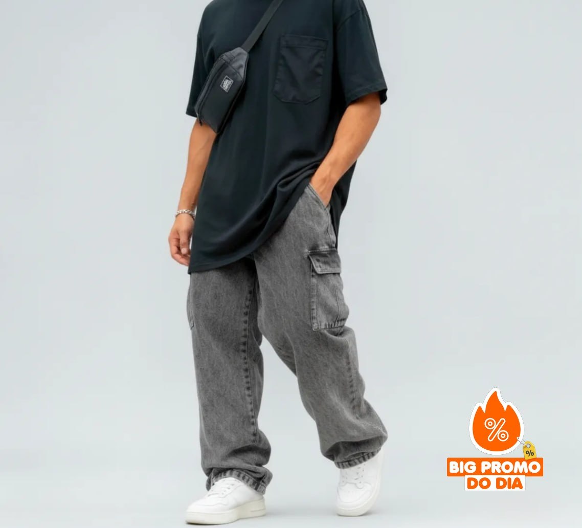 Calça Cargo Masculina Jeans Streetwear