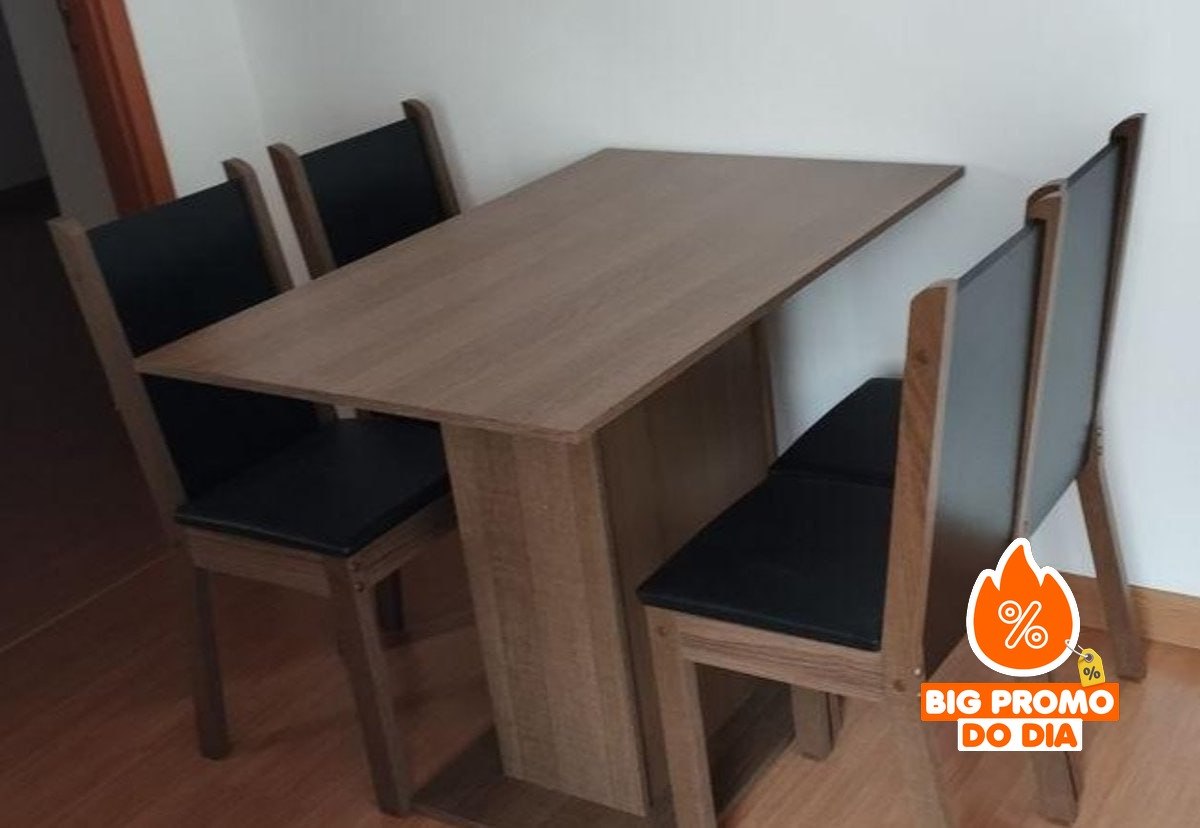 Conjunto Sala de Jantar Madesa Talita Mesa Tampo de Madeira 4 Cadeiras