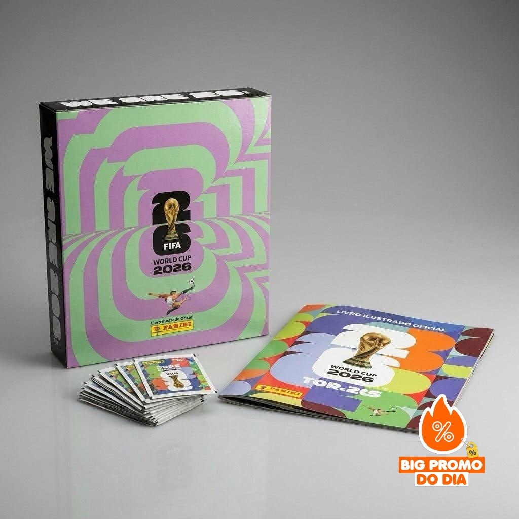 Box Fliptop C/ 1 Álbum Brochura + 30 Envelopes de Figurinhas FIFA WORLD CUP 2026