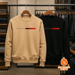 Moletom Masculino Gola Careca Flanelado Paris