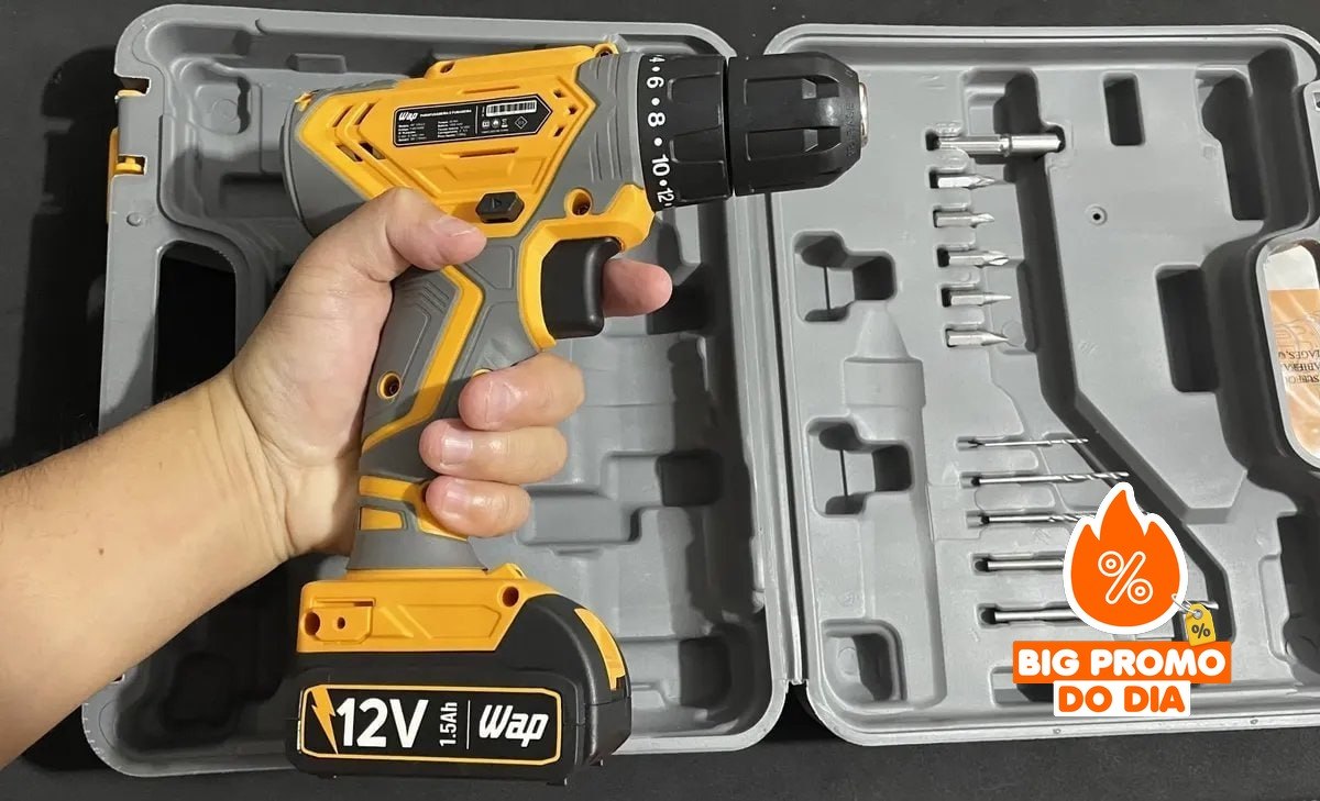 Parafusadeira E Furadeira A Bateria Li-ion Wap Wf 12k3.2 C/ Maleta + Kit 11 Acessórios