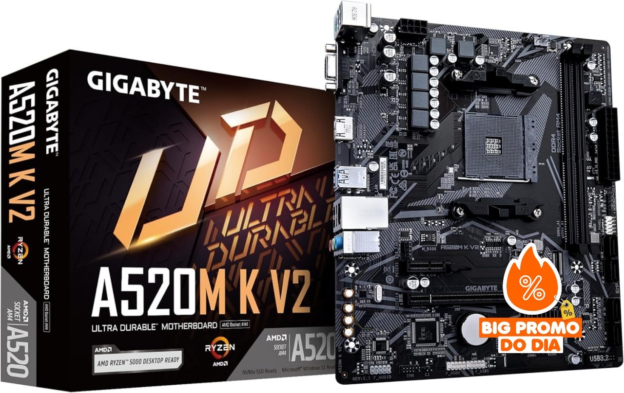 Gigabyte A520M K V2 - Socket AM4 - 2x DDR4 - M.2 - HDMI