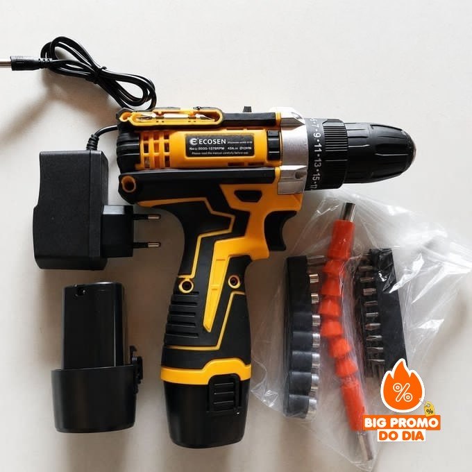 Parafusadeira e Furadeira 10mm 3/8 12v com 2 Baterias