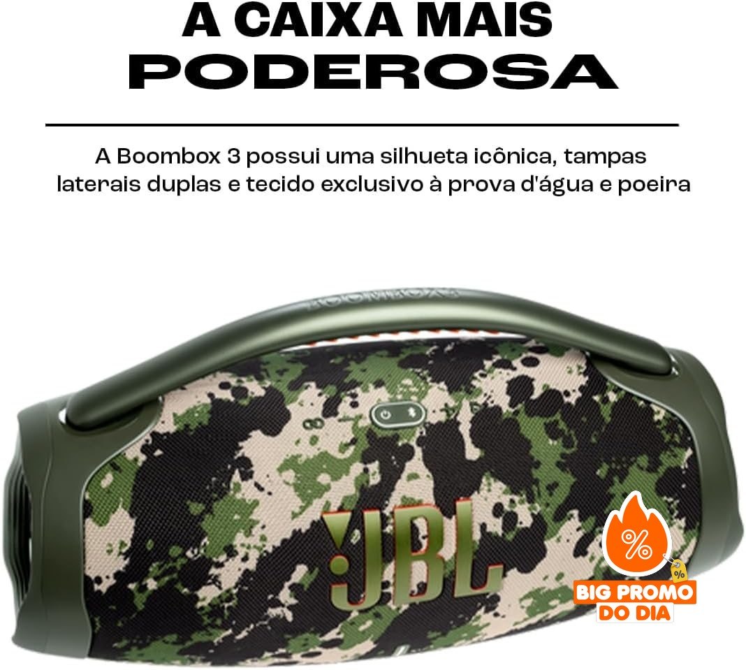 JBL Boombox 3 - Bluetooth À Prova D'água e Poeira - Camuflada