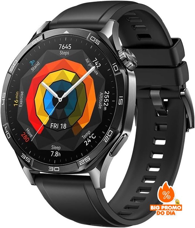 ⌚ HUAWEI WATCH GT 5 46mm - GPS Integrado - 2 Semanas Bateria - Preto