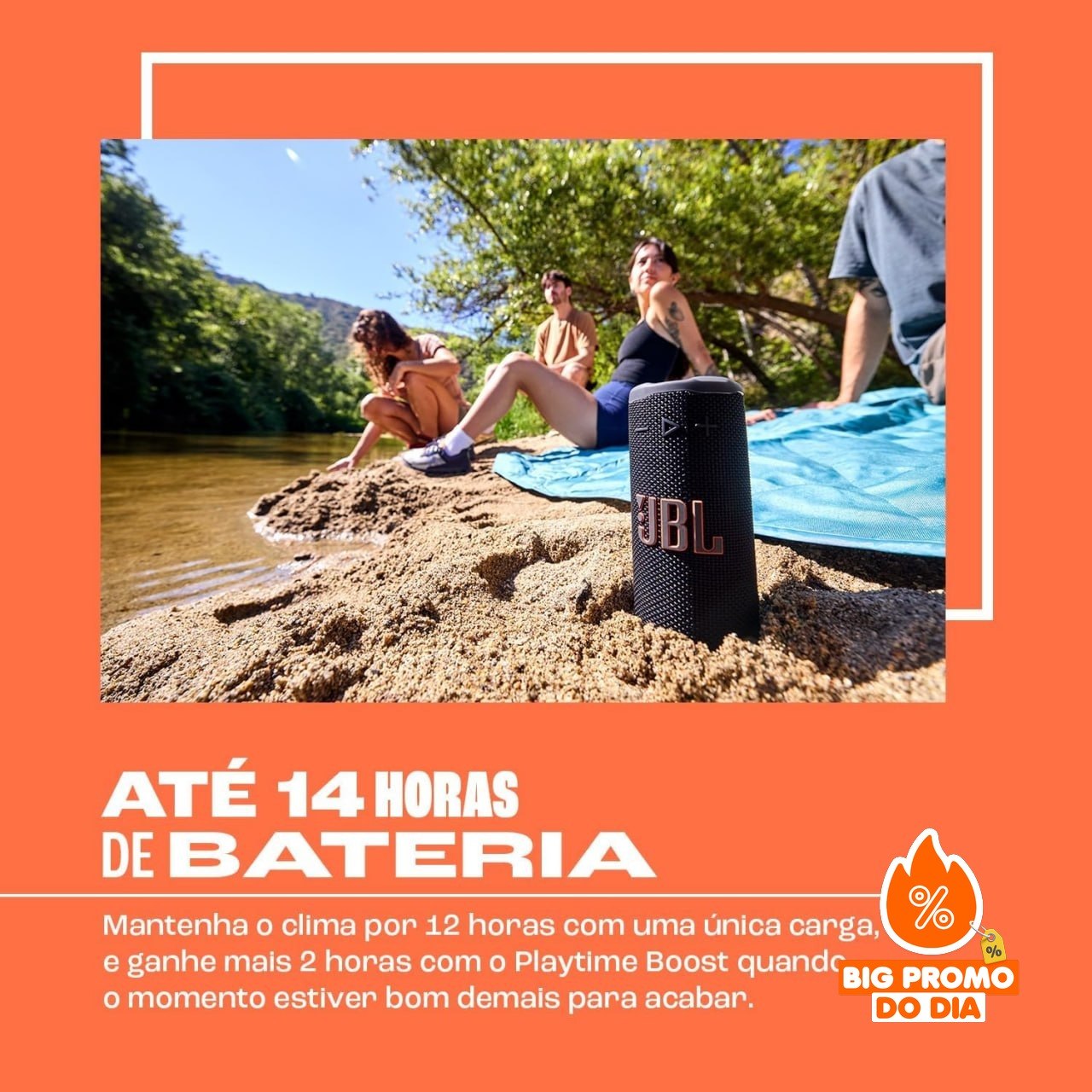 JBL Grip - Bluetooth Portátil - À Prova D'água, 46h Bateria, 16W RMS - Preta