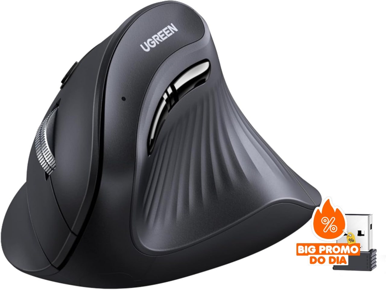️ UGREEN Mouse Ergonômico Vertical - 5 Botões Bluetooth 2.4GHz - DPI 4000 Clique Silencioso