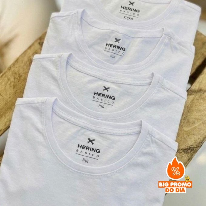 Kit 5 Camisetas Feminina Manga Curta Branca Hering