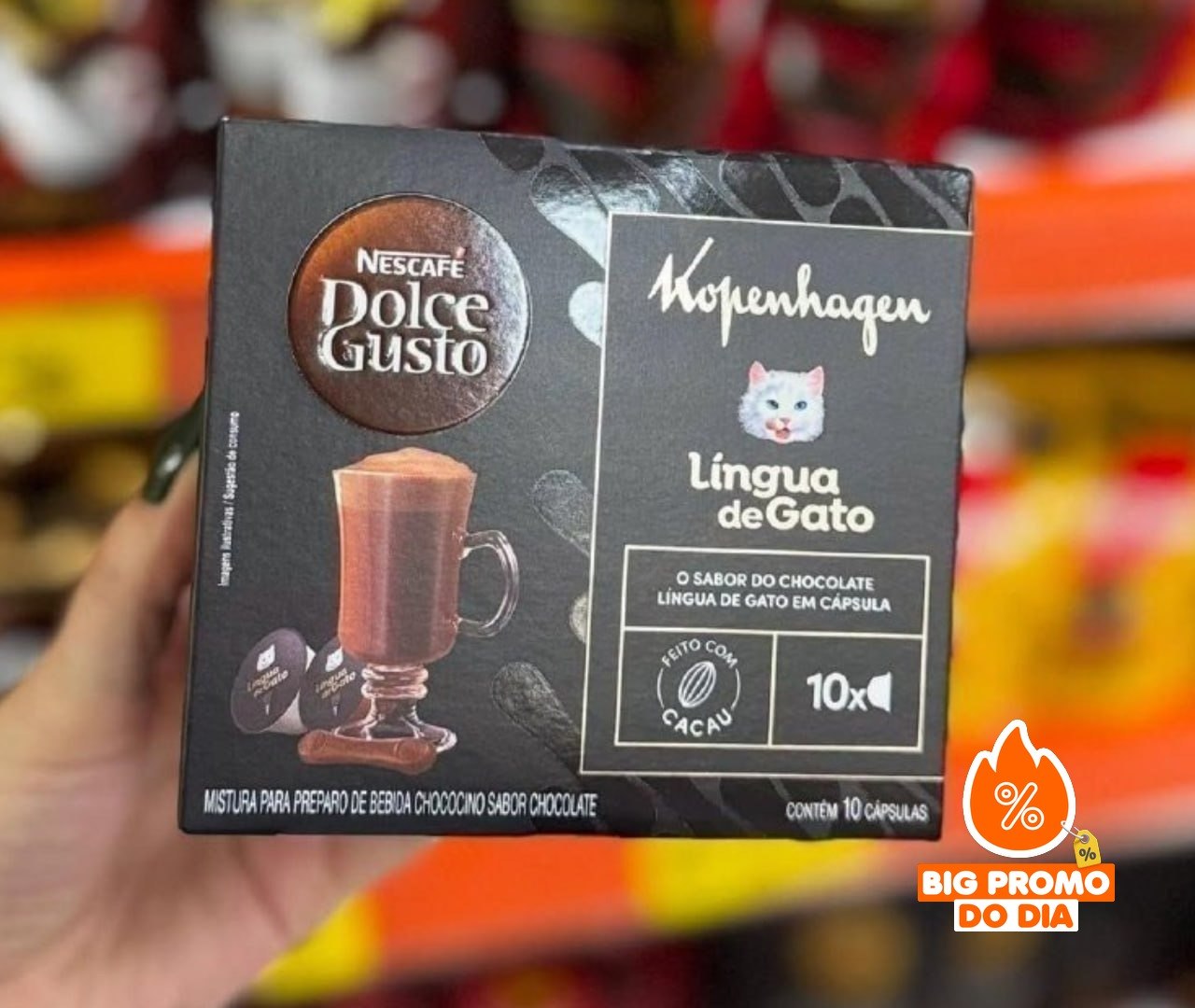 ️ Achocolatado em Cápsula Nescafé Kopenhagen Língua de Gato 10 cápsulas