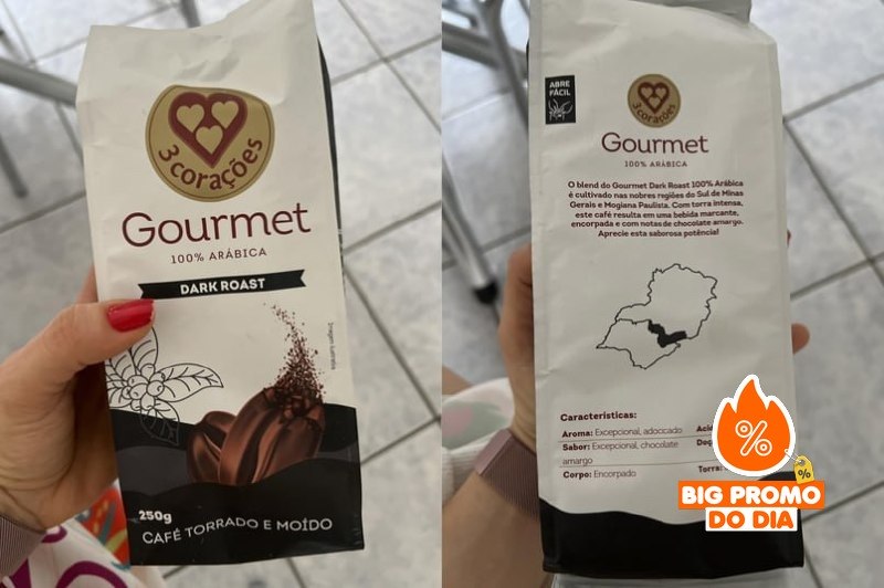 ️ 3 Corações Café Torrado e Moído Gourmet Dark Roast 250g
