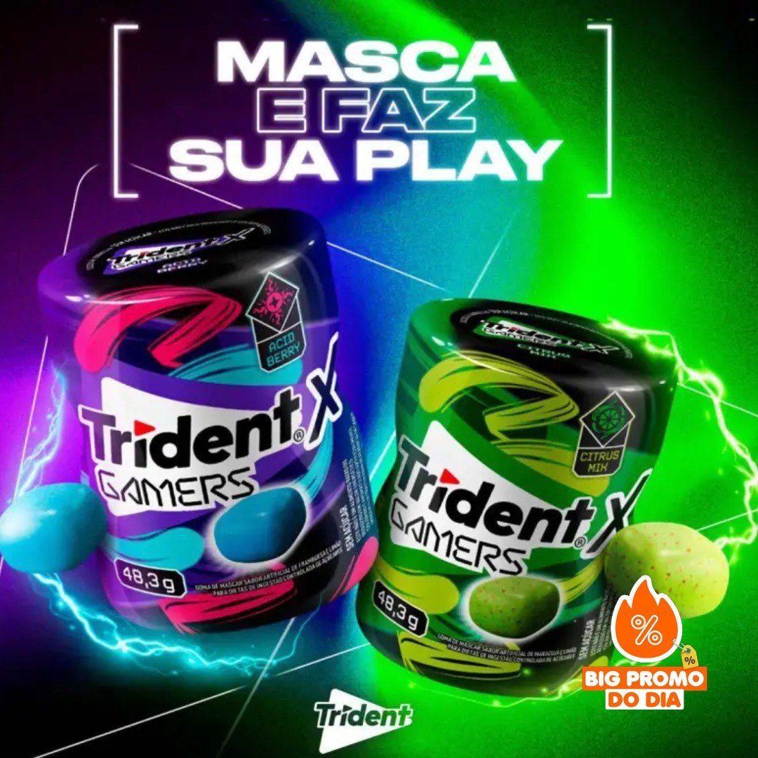 Chiclete Trident X Gamers - Caixa com 6 unidades