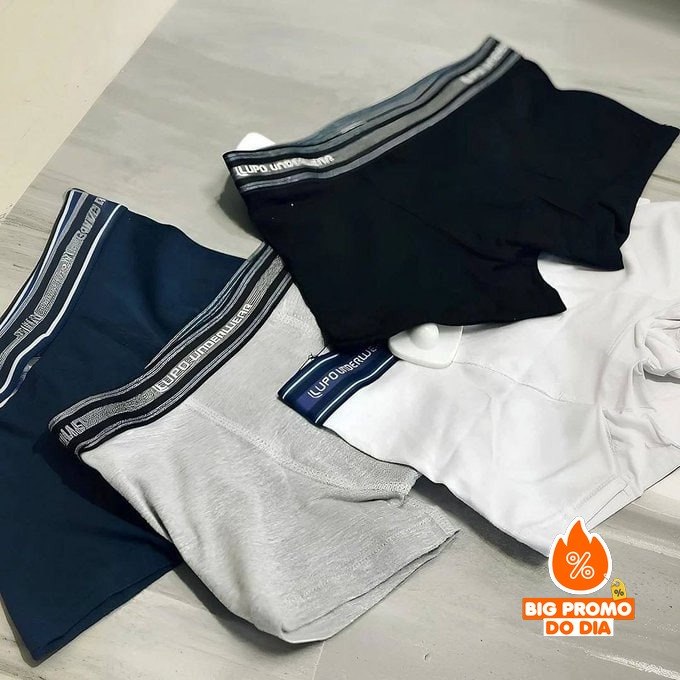 🩲 Kit 4 Cuecas Boxer Lupo Algodão