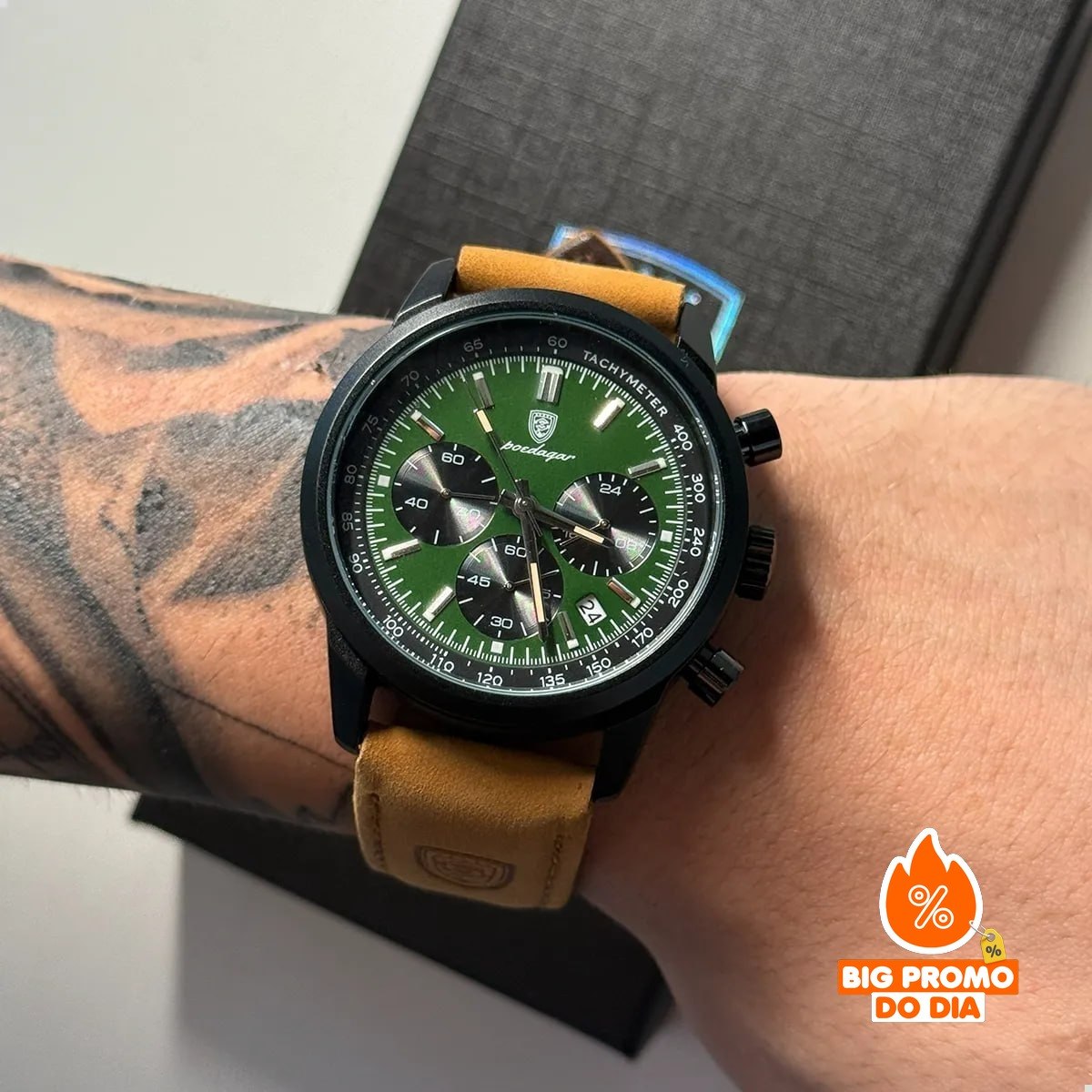 ⌚️ Relógio Poedagar Masculino Pulseira Em Couro