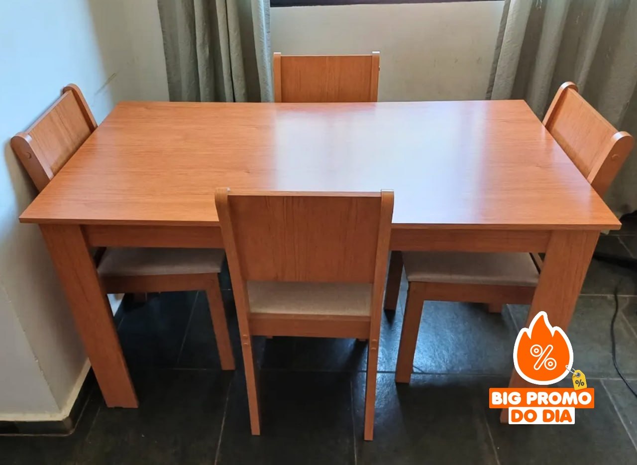 Conjunto Sala De Jantar Mesa C/ 4 Cadeiras