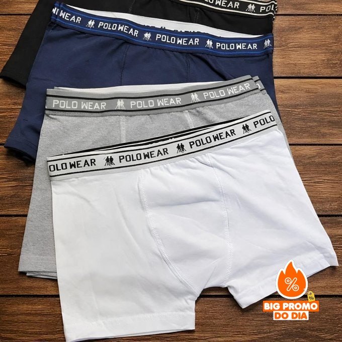 🩲 Kit 10 Cuecas Algodão Polo Wear - Opções de Cores