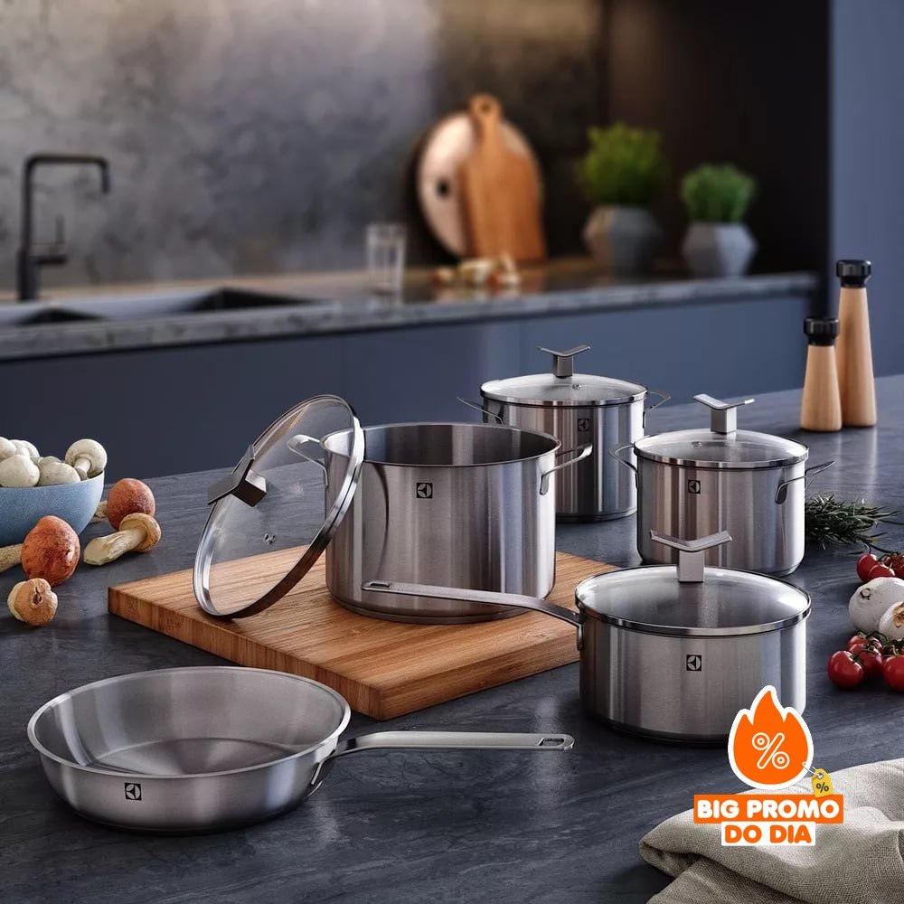 Jogo De Panelas Inox Com Fundo Triplo 5 Peças Electrolux