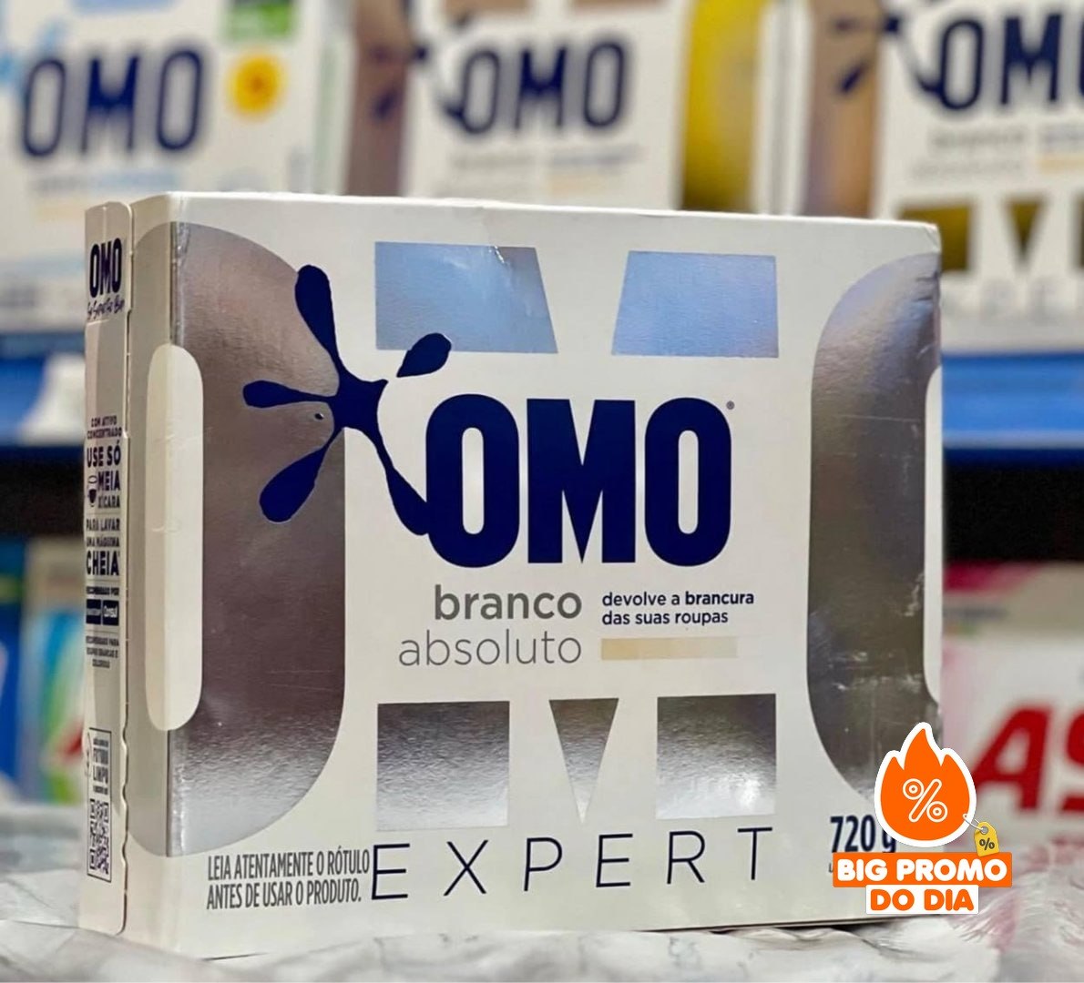 🫧 Lava-Roupas em Pó Roupas Brancas Omo Expert 720g