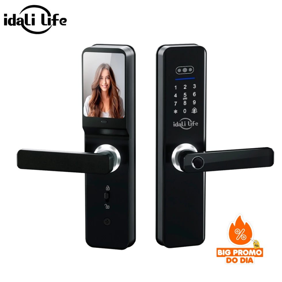 IDALI LIFE Fechadura Digital Inteligente - Câmera Biométrica Impressão Cartão Senha