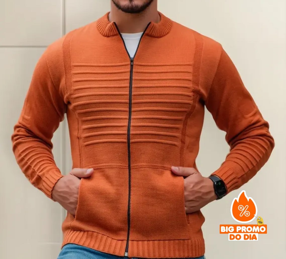 Jaqueta Bomber Gola Alta Blusa Trico de Ziper- Opções de Cores