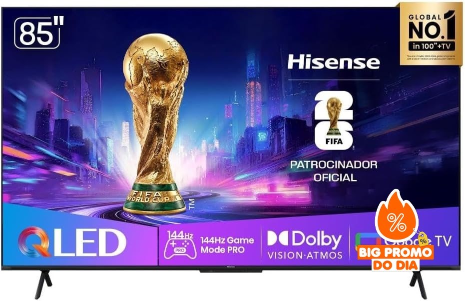 Hisense QLED 4K 85" - Dolby Vision, Dolby Gaming, Alexa e Google