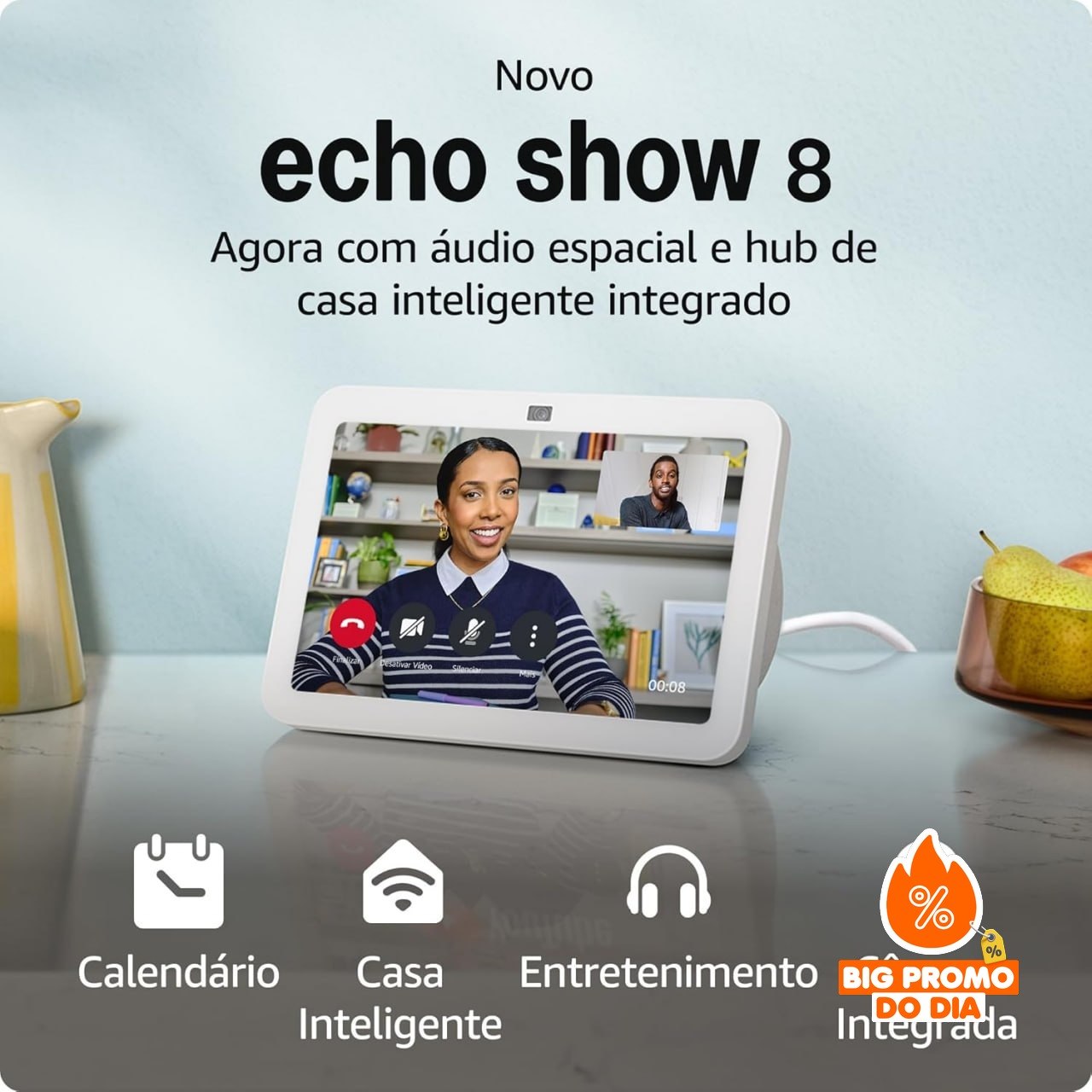 Echo Show 8 3ª Geração - Smart Display 8" - Áudio Espacial - Branco