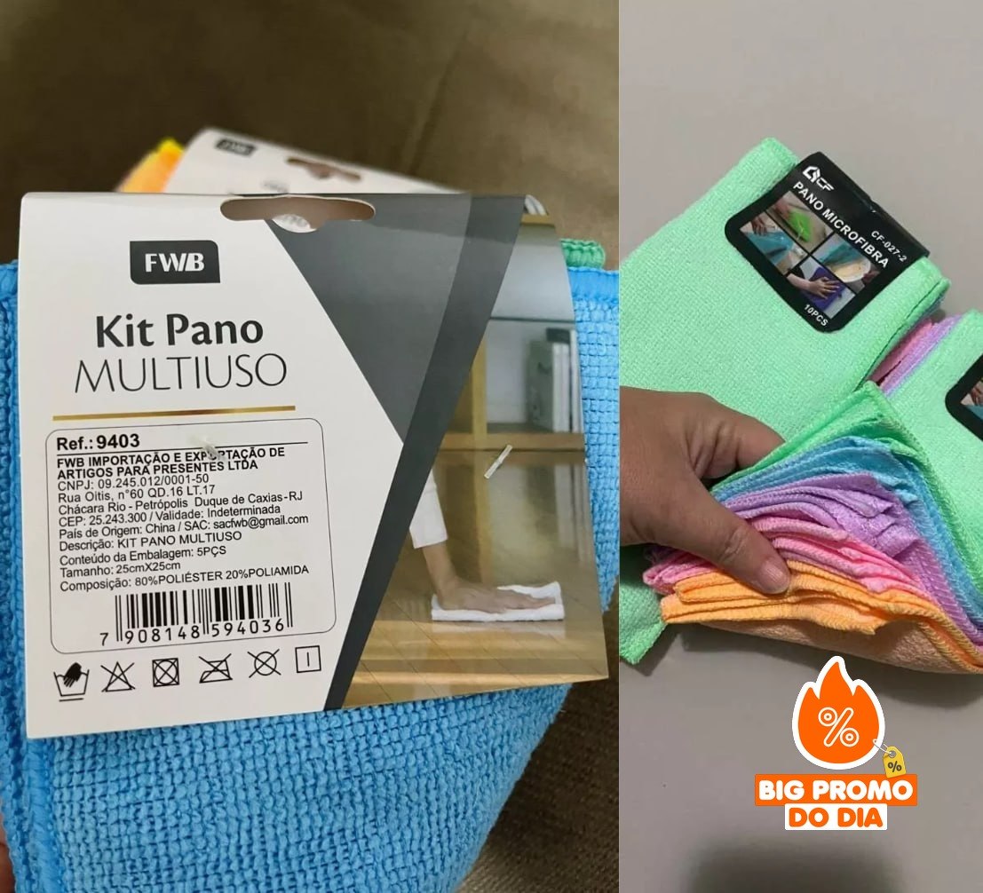 Kit 10 Panos De Limpeza Microfibra