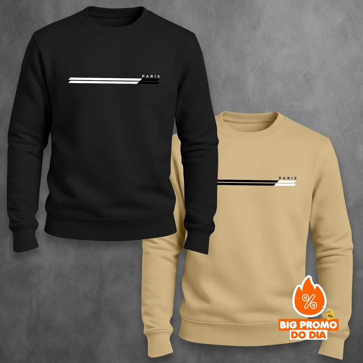 Kit 2 Blusa Moletom Masculino Gola Redonda