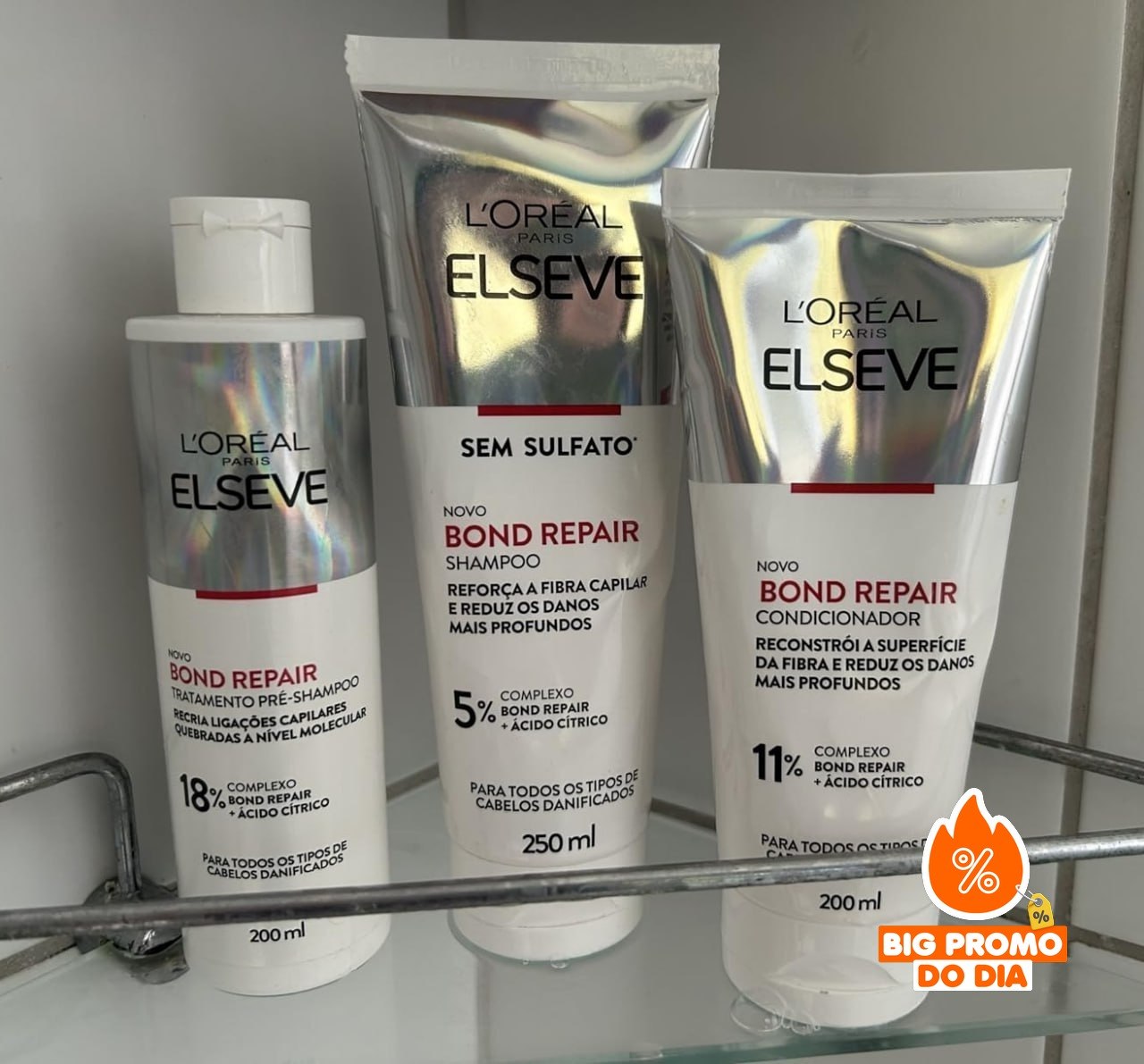 🫧 L'Oréal Paris Elseve Bond Repair Kit (Pré-Poo + Shampoo + Condicionador)