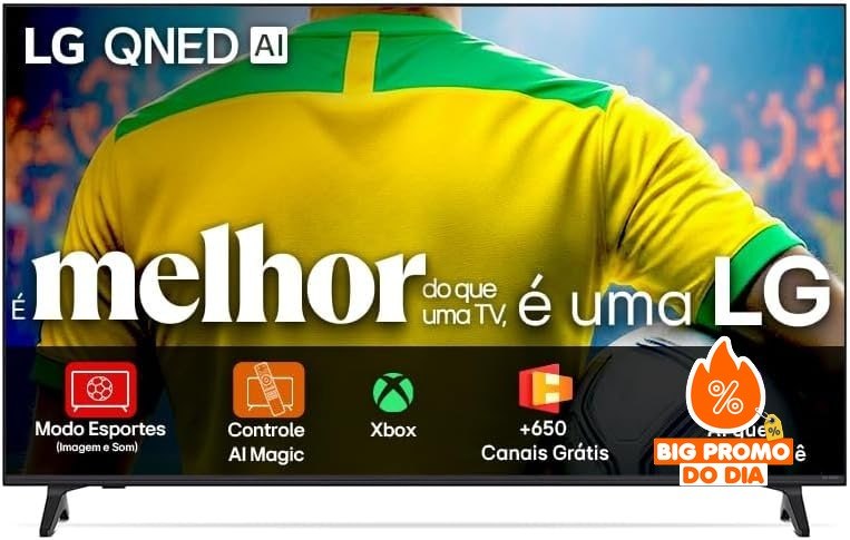 LG QNED73 55" 4K - Processador AI α7 Gen8 - Google Cast Integrado