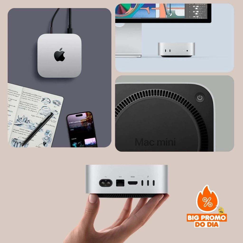 Apple Mac mini M2 - 256GB 8GB RAM - Processador M2 - Cinza