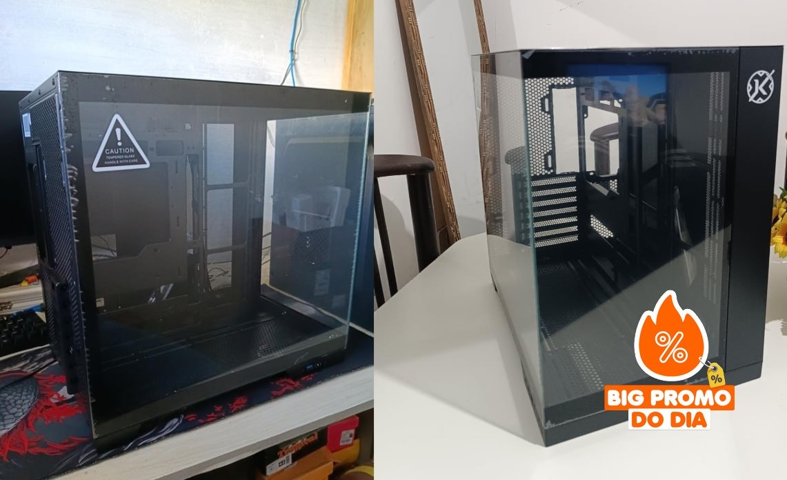 Gabinete Gamer Kalkan Asgard Preto Aquário sem Fans