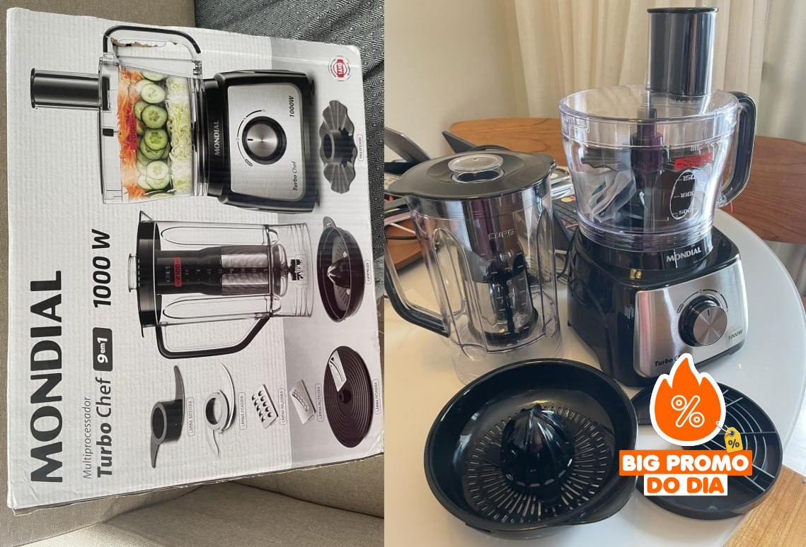 Multiprocessador de Alimentos Mondial Turbo Chef 9 em 1 1000W - 110V