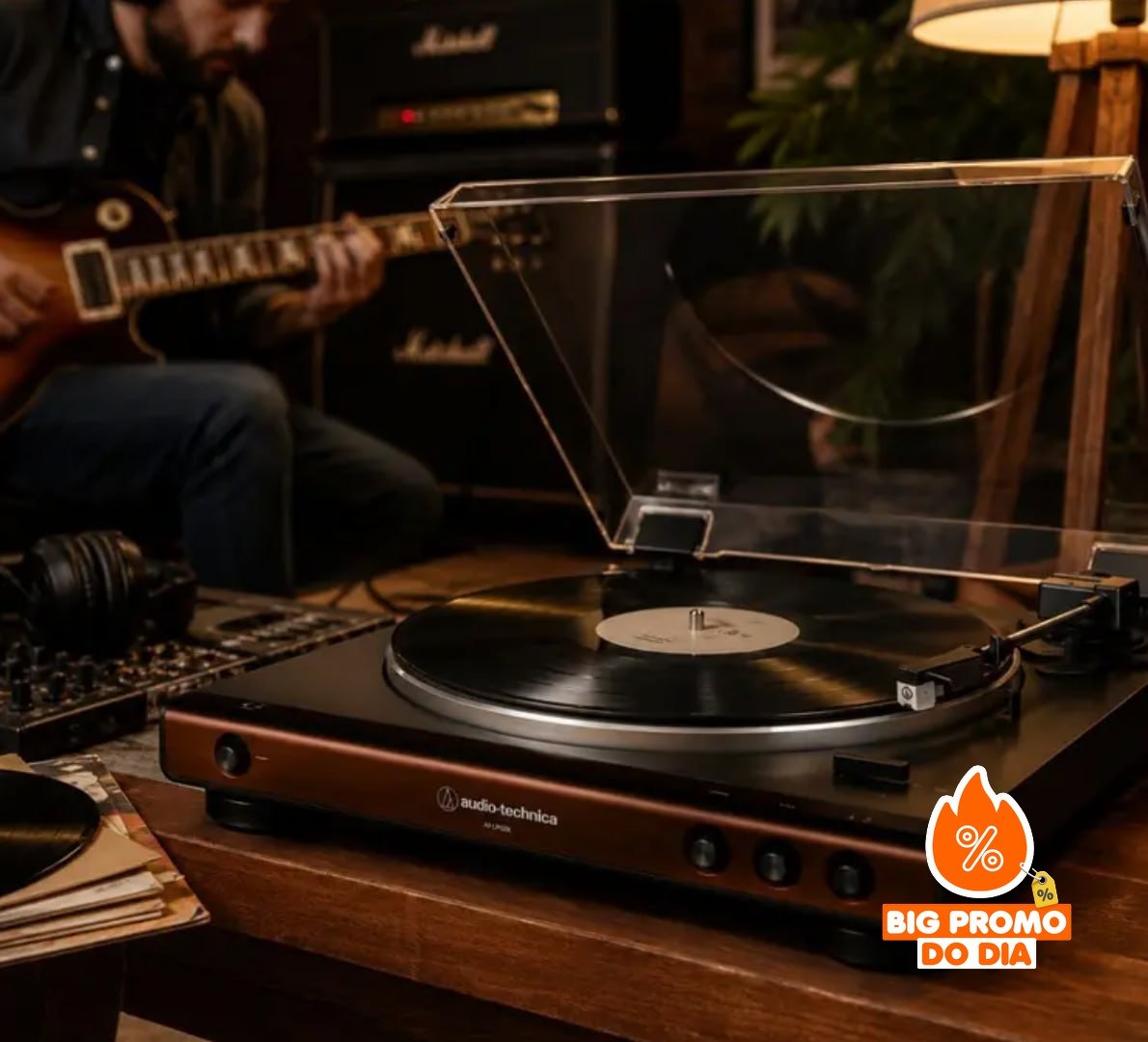Toca-Discos Vinil Audio-Technica Automático AT-LP60X-BW, Marrom, Bivolt