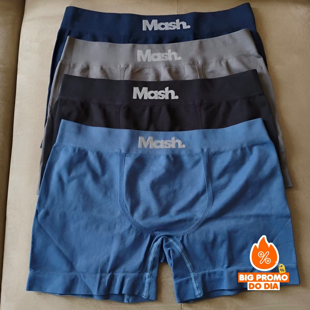🩲 Kit 4 Cuecas Boxer Microfibra Mash Box Sem Costura
