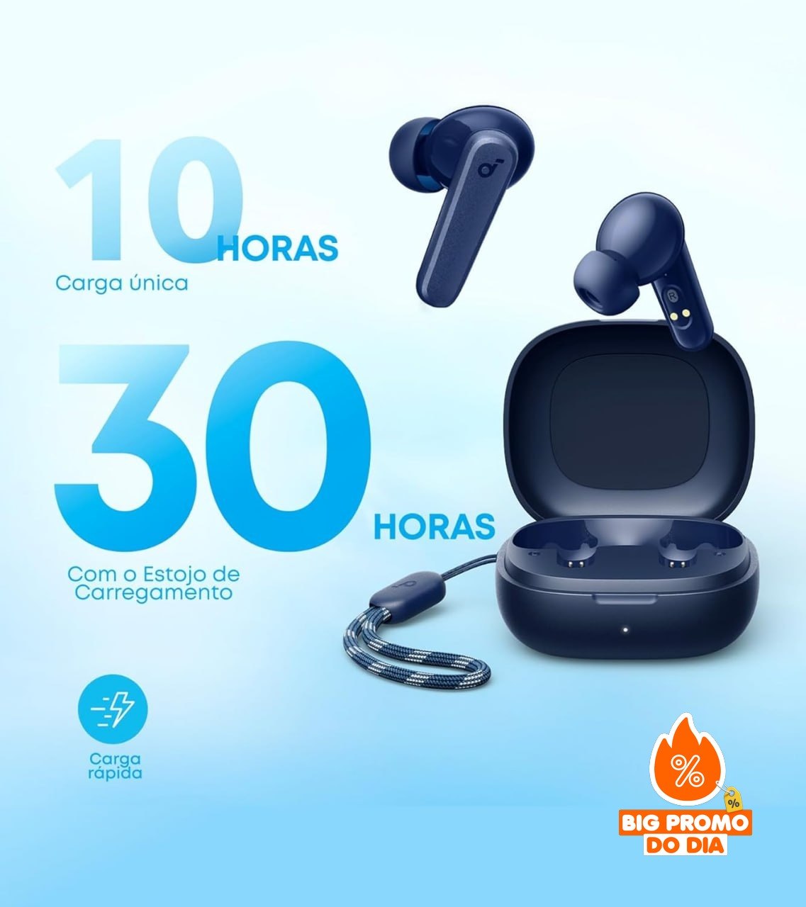 Anker Soundcore P20i - Bluetooth 5.3 - Drivers 10mm - 30H Bateria - Azul Escuro