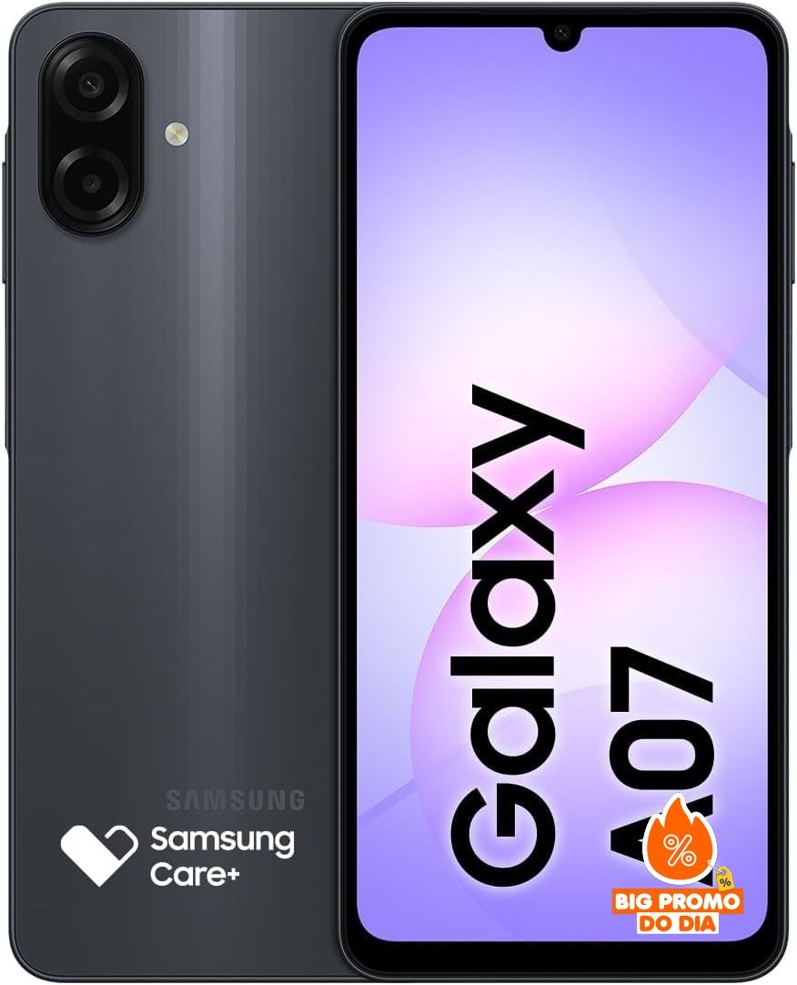 Samsung Galaxy A07 128GB 4GB RAM - Câmera 50MP - Tela 6.7" - Preto
