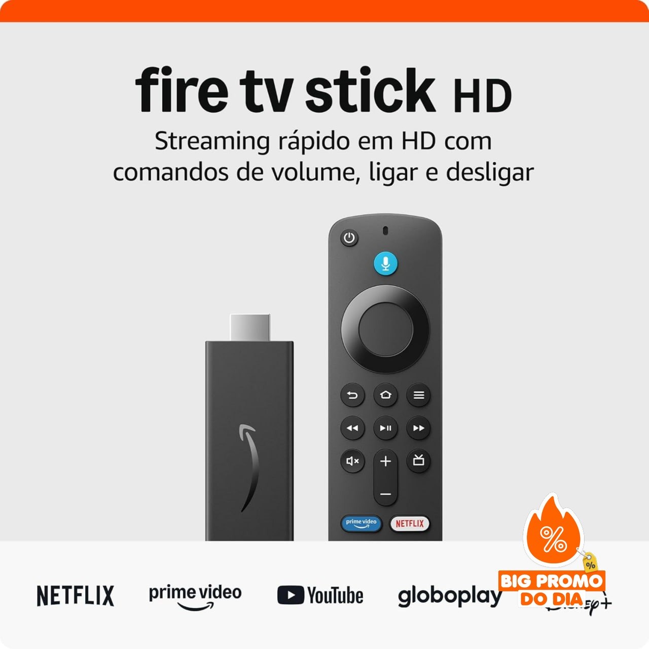 Fire TV Stick HD - Controle Remoto Voz Alexa - Streaming HD