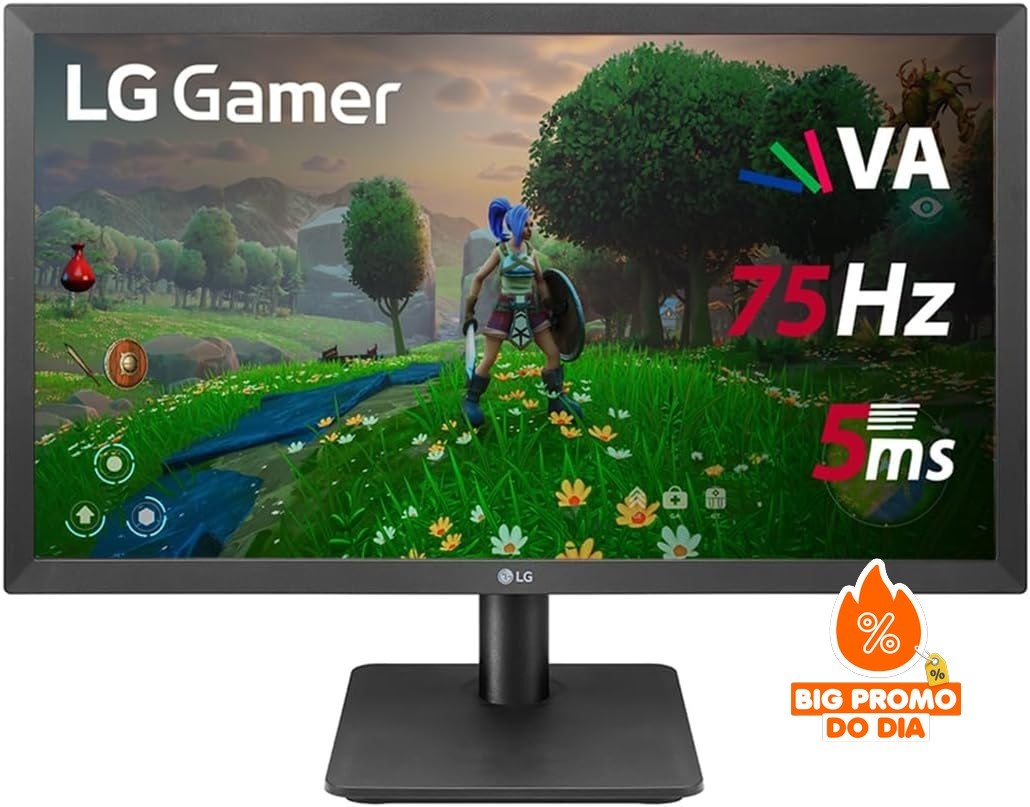 ️ LG Monitor 21,5" VA FHD 75Hz 5ms - FreeSync Preto