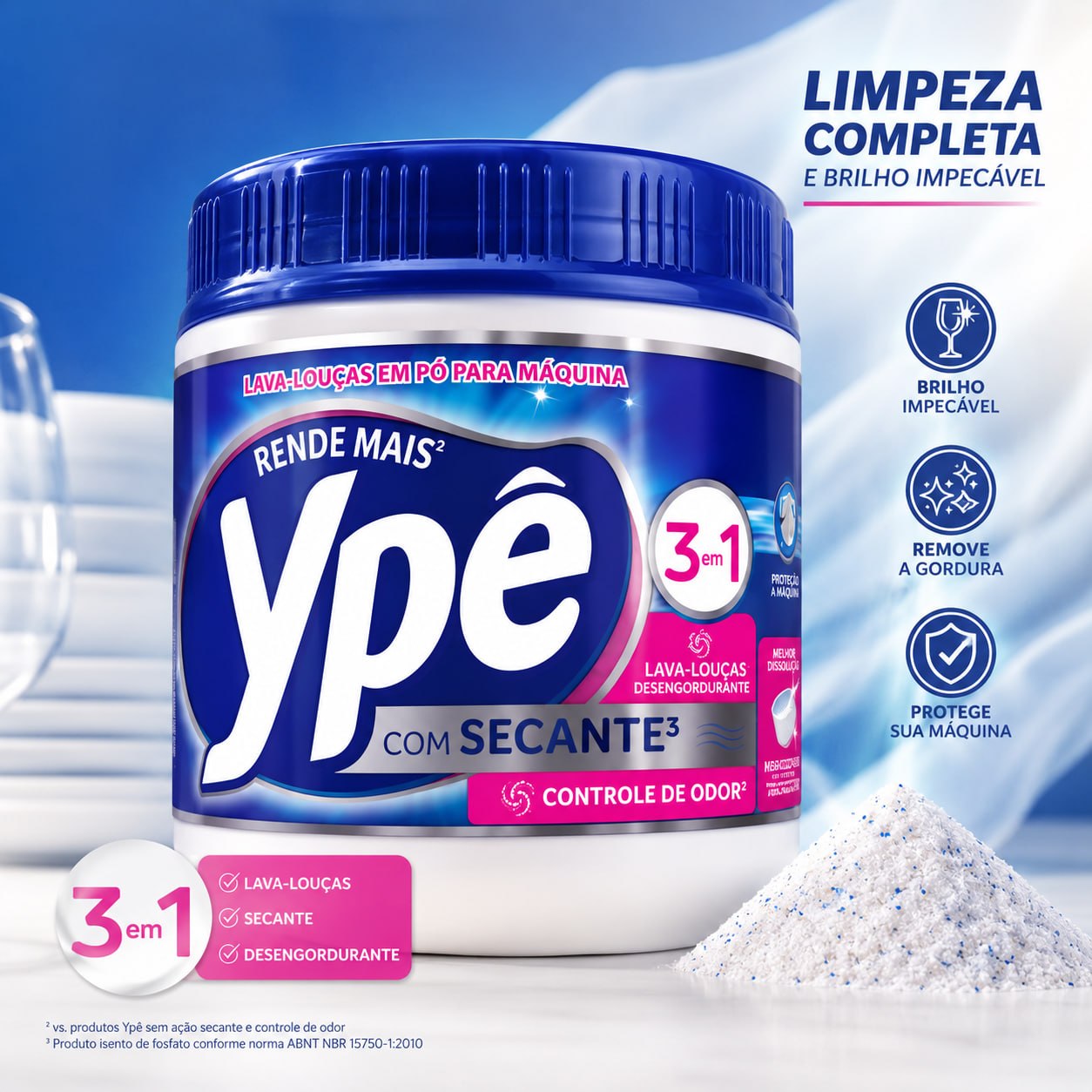 🫧 Detergente Lava Louças Em Pó Para Máquina Ypê 1kg