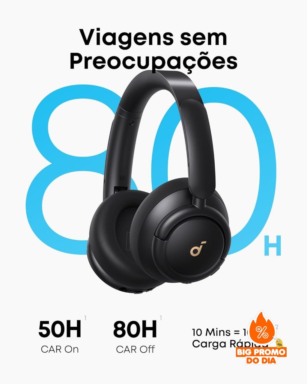Anker Soundcore Q30 - Fone Bluetooth ANC Híbrido - 80h Bateria - Preto